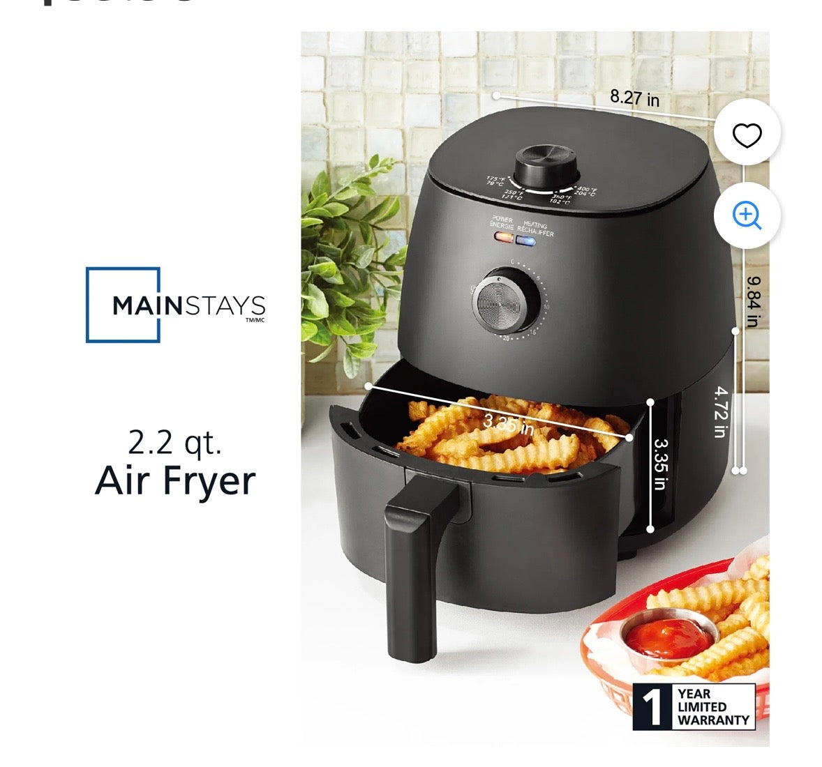 Compact Air Fryer – 2.2 Qt
