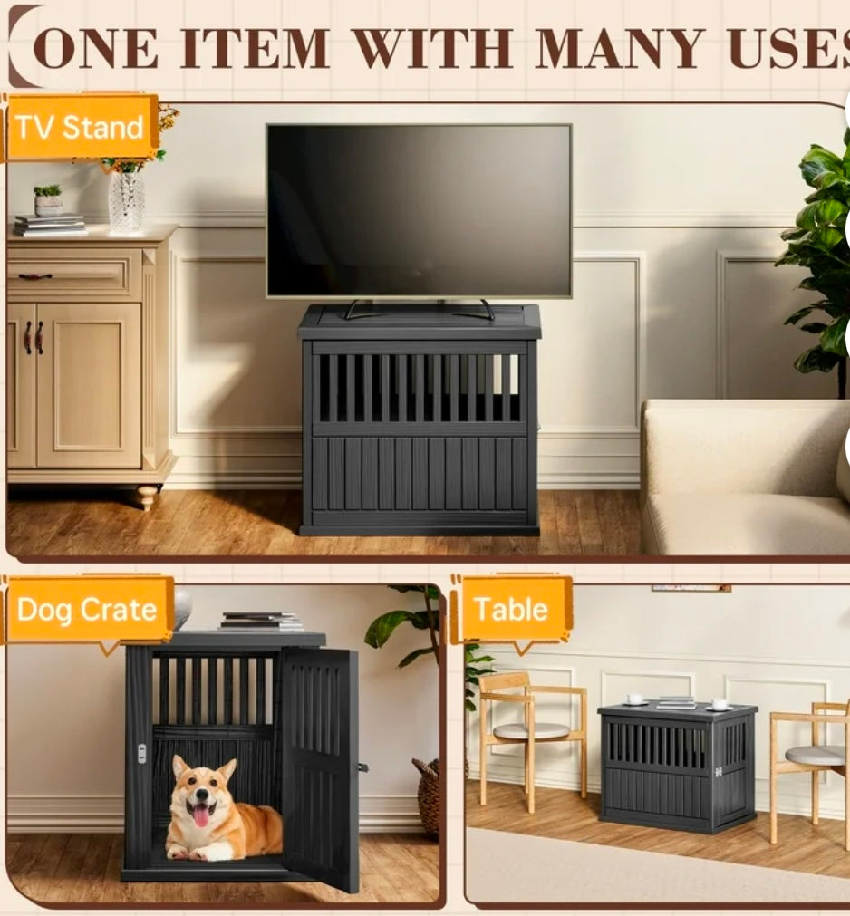 Modern Dog Crate End Table – Decorative Pet Kennel Furniture