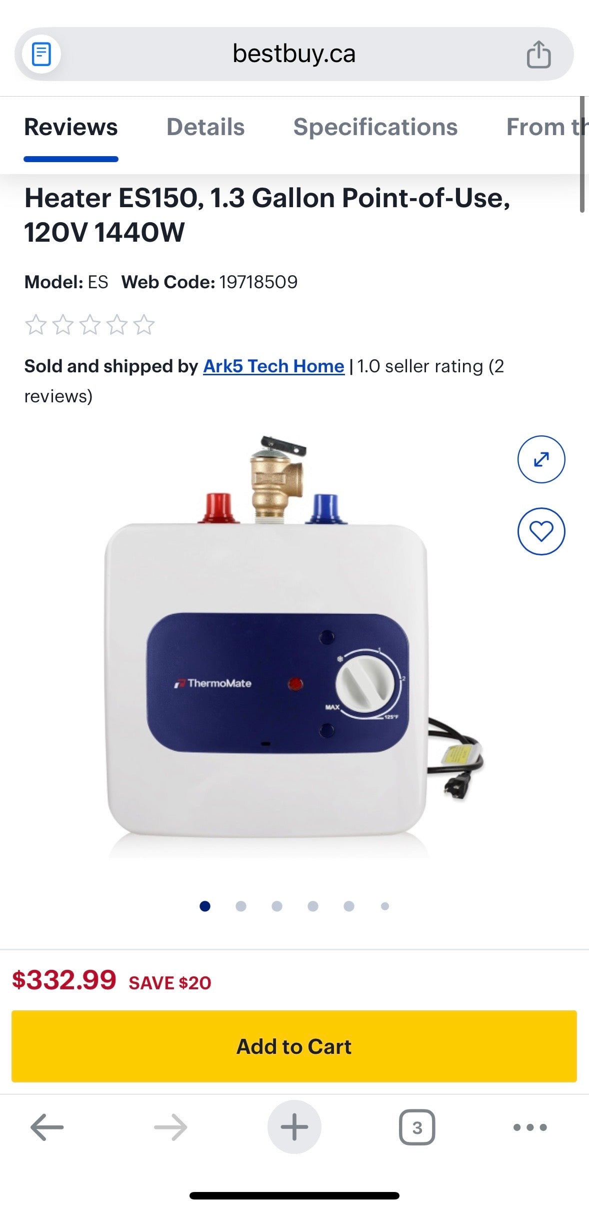 1.3-Gallon Mini Tank Electric Water Heater