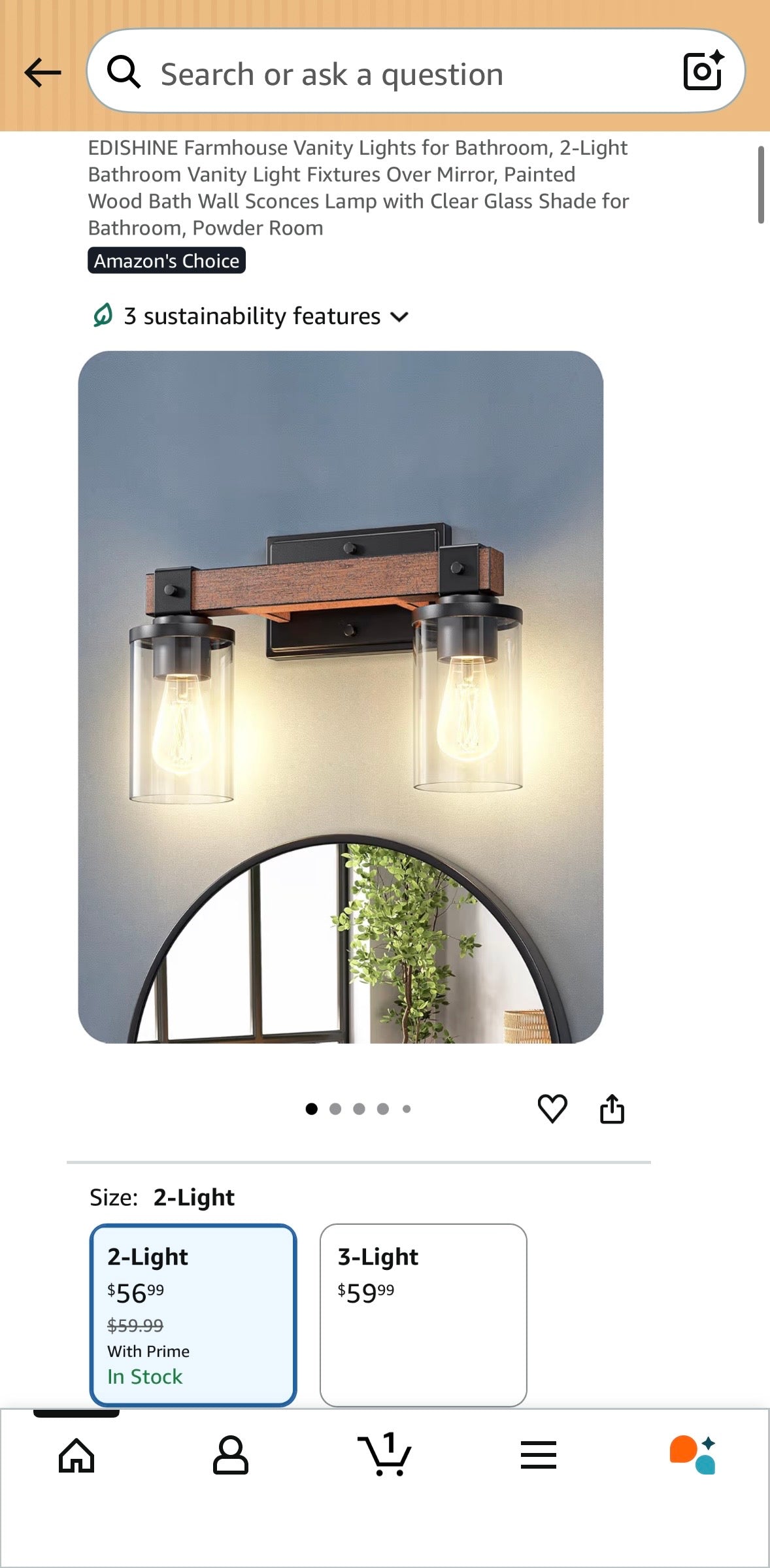 EDISHINE Farmhouse Bathroom Vanity Light