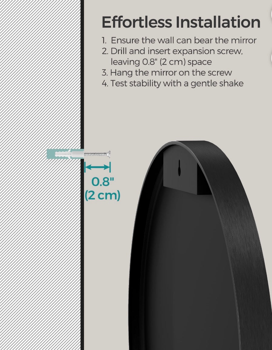 24” Round Wall Mirror – Ink Black | Premium Aluminum Frame