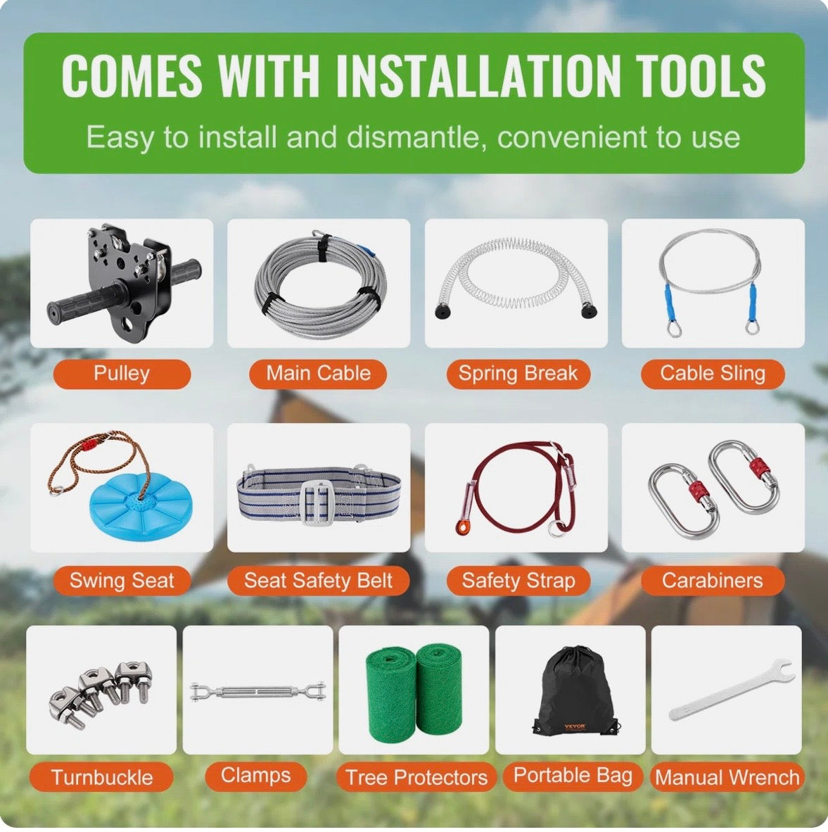 Heavy-Duty Backyard Zip Line Kit