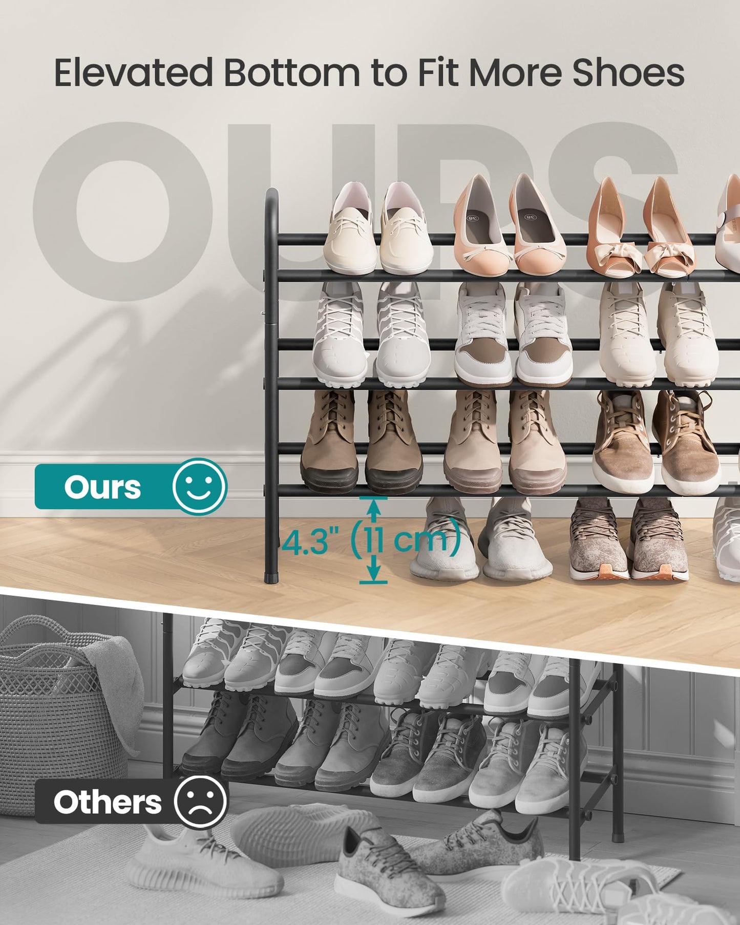 Expandable 3-Tier Shoe Rack