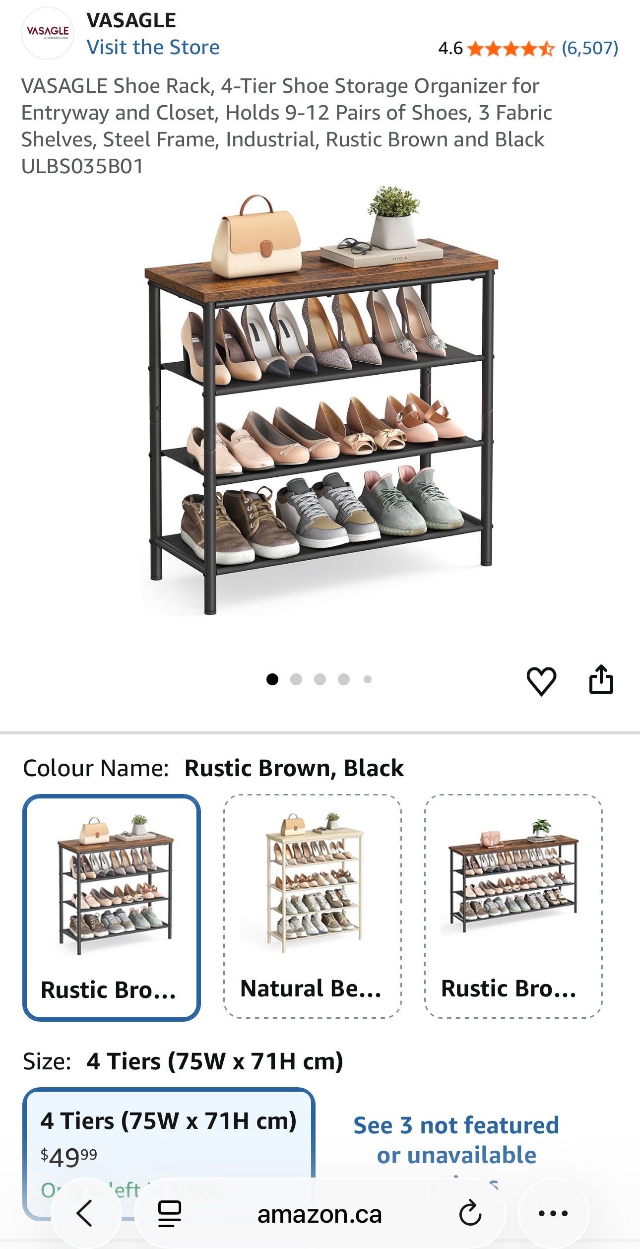 Industrial 4-Tier Shoe Rack – Rustic Storage Organizer