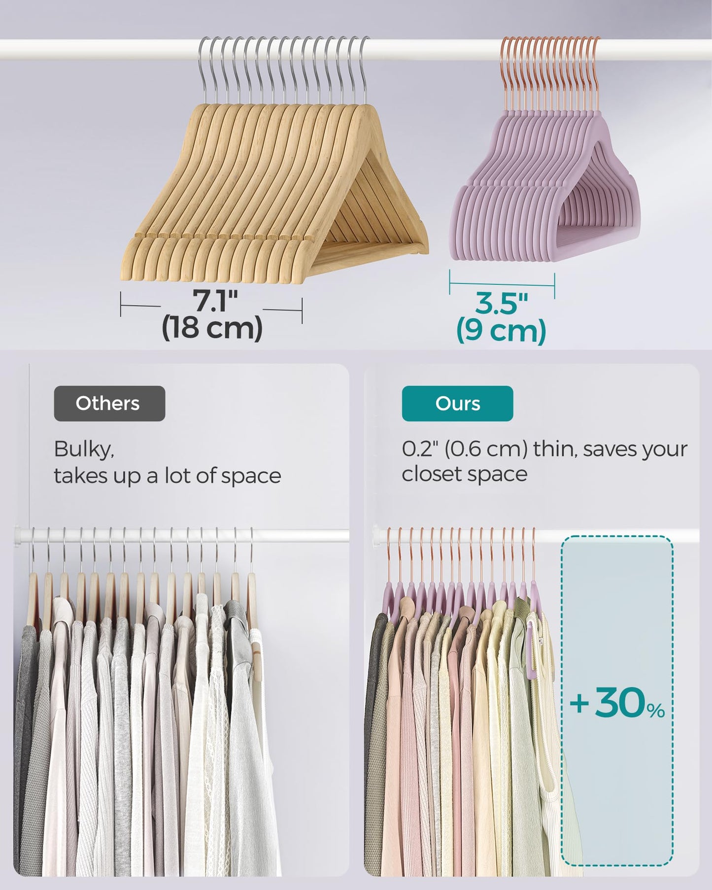 SONGMICS Velvet Slim Hangers – Set of 50