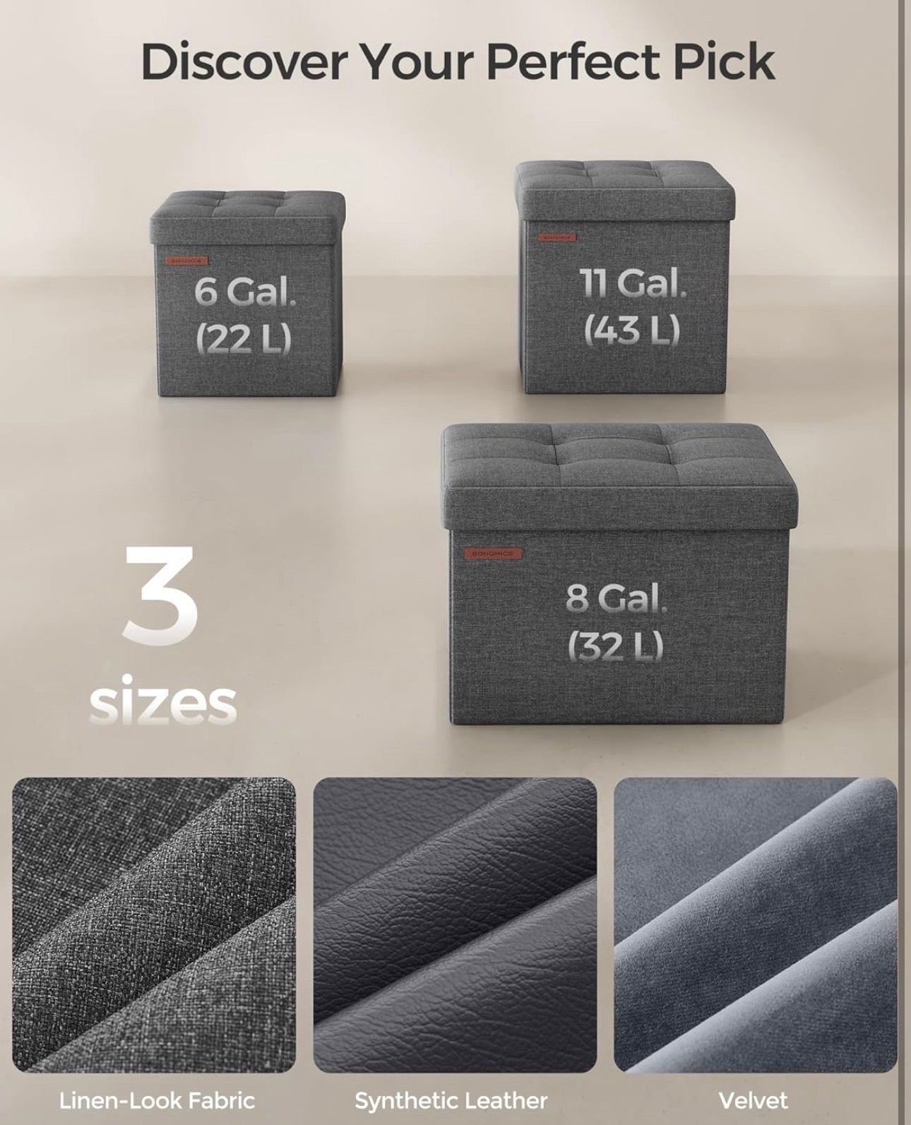 SONGMICS Foldable Storage Ottoman