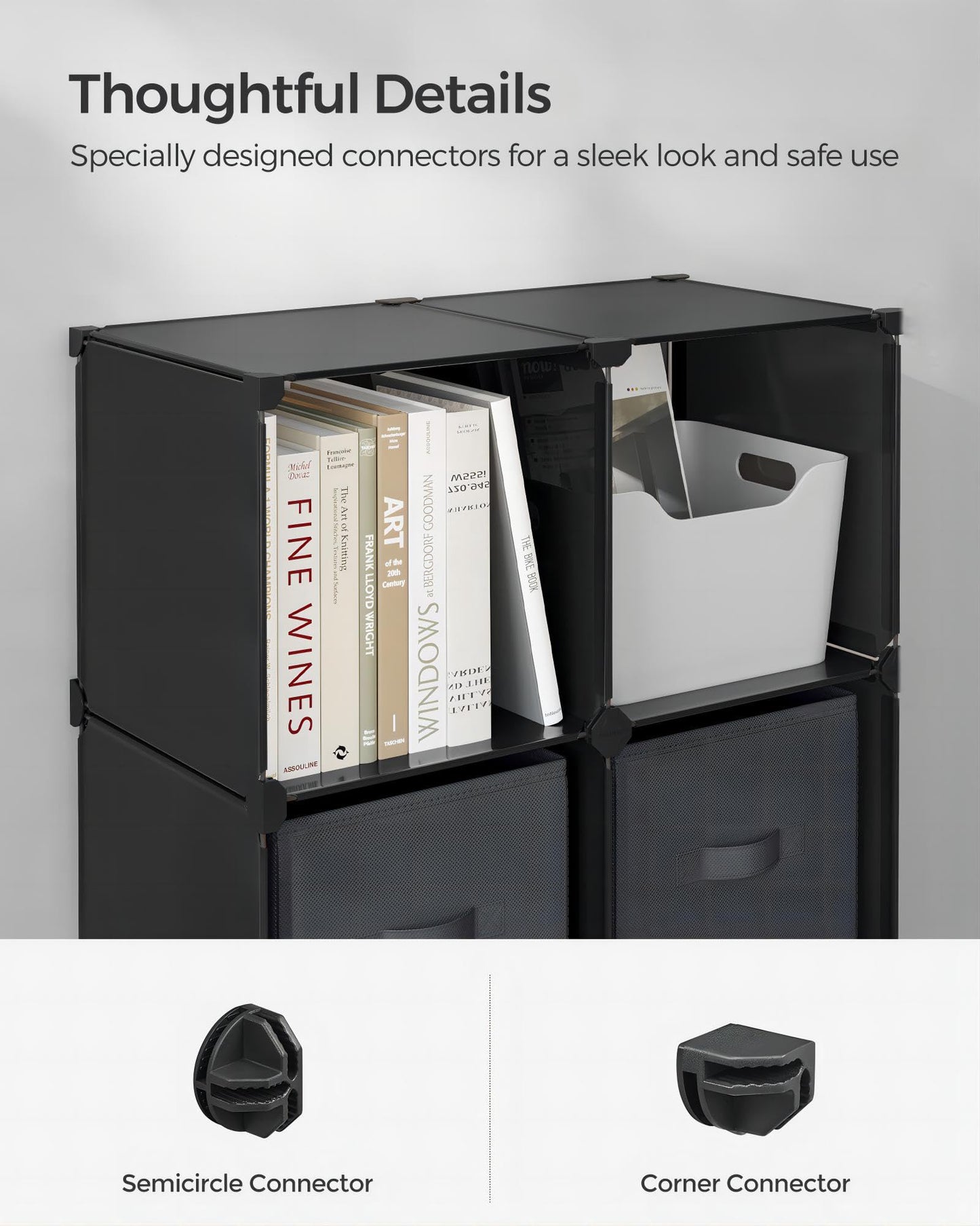 6-Cube Modular Storage Organizer with Fabric Bins