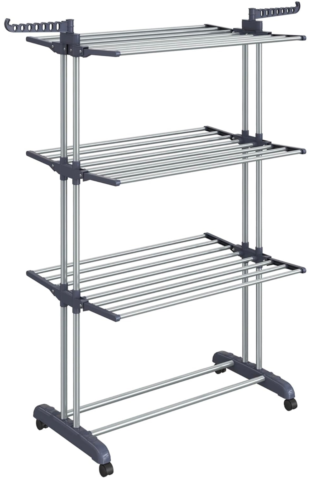 VASAGLE 4-Tier Foldable Clothes Drying Rack — Heavy-Duty Stainless Steel (Dove Grey)