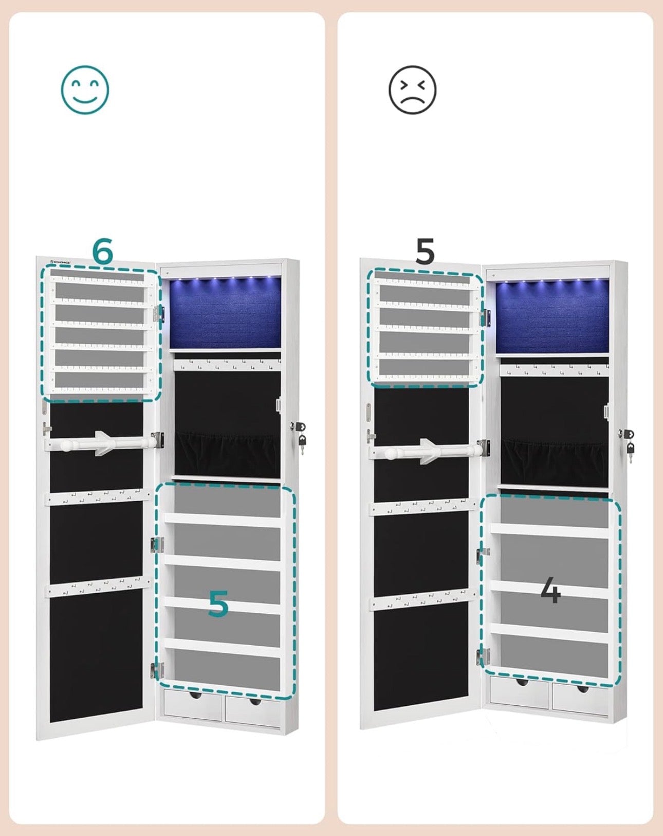 SONGMICS Hanging Jewelry Cabinet