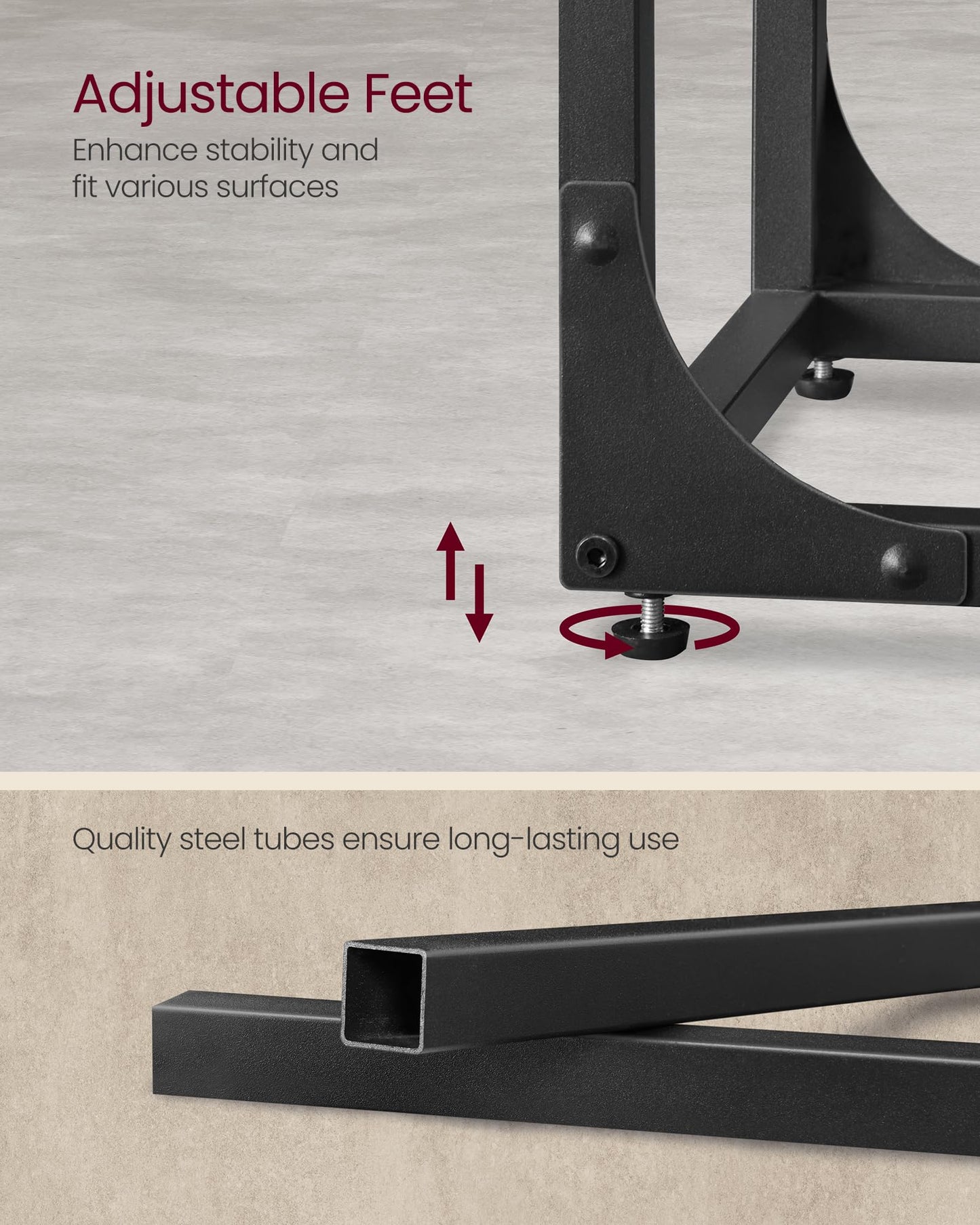 VASAGLE C-Shaped Side Table – Rustic Brown + Ink Black