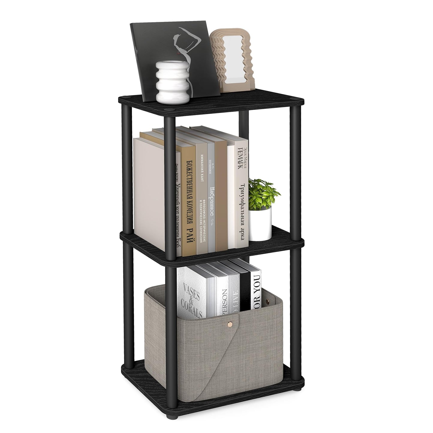 3-Tier Modern Storage Shelf – Ebony Black