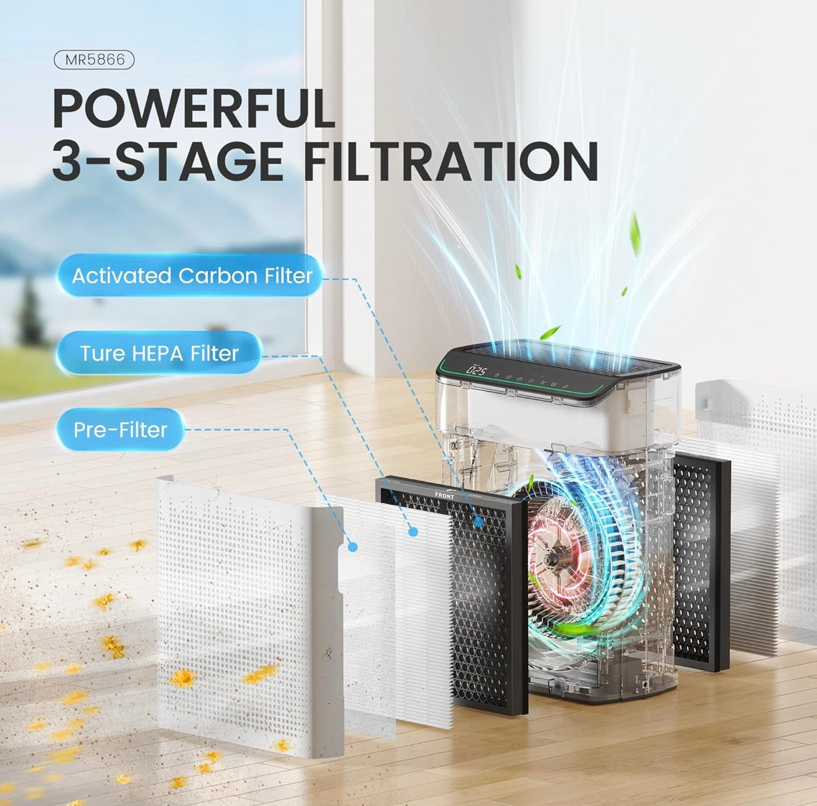 NEW – MERONTE Smart HEPA Air Purifier for Large Rooms (Up to 1690 sq. ft.) – App & Voice Control