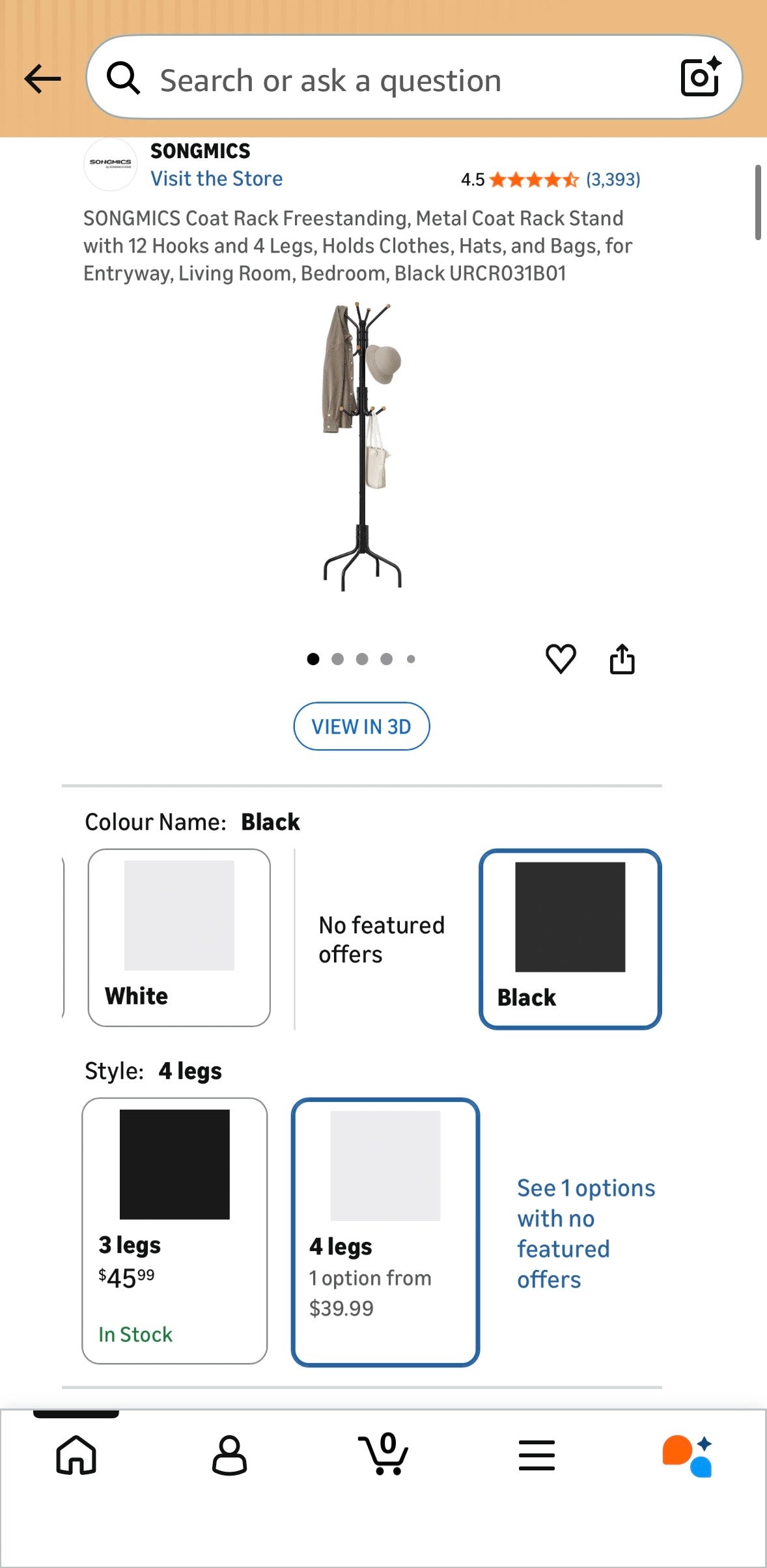 SONGMICS Freestanding Coat Rack – 12 Hook Metal Coat Tree