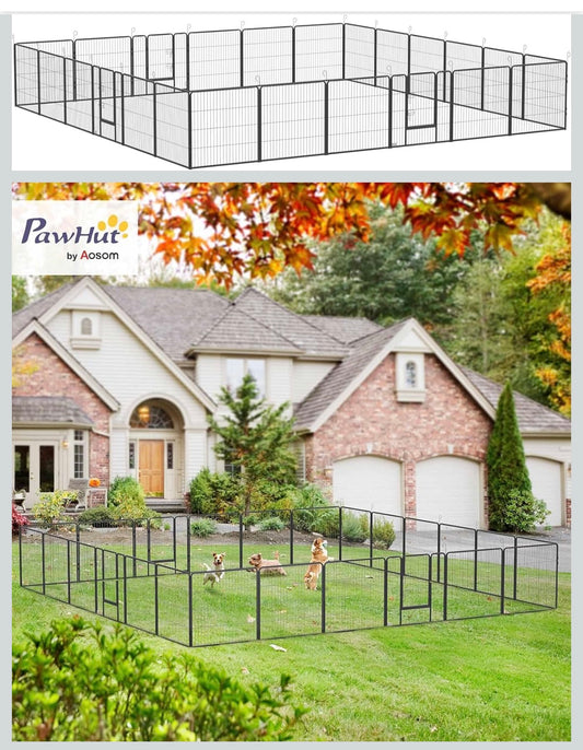 PawHut 24-Panel Outdoor Dog Playpen – Heavy-Duty Steel | Adjustable Shape | Indoor & Outdoor Use