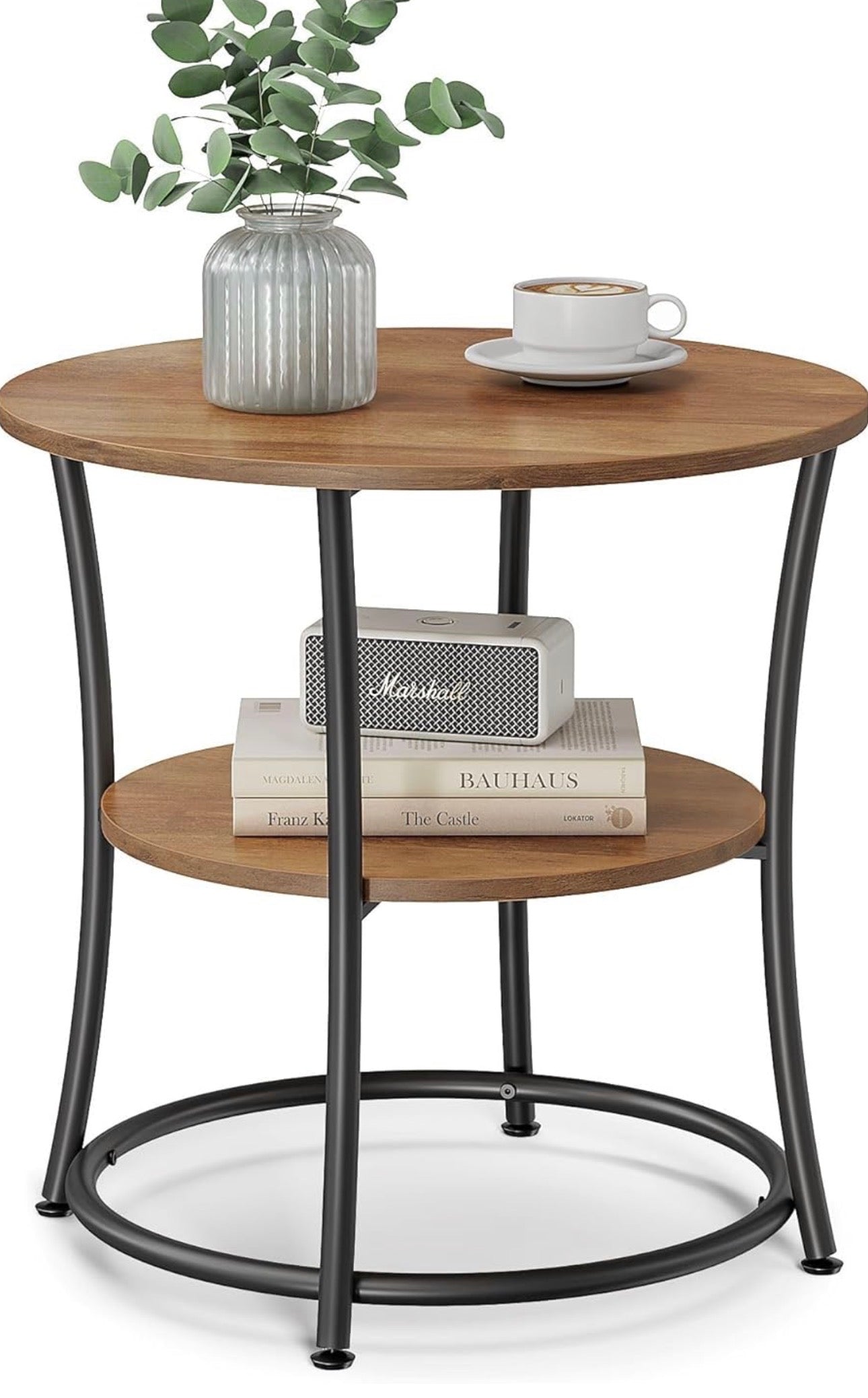VASAGLE 2-Tier Round Side Table