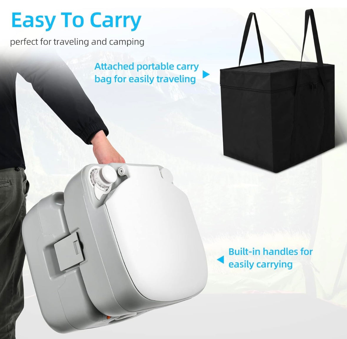 NEW – YITAHOME Portable Camping Toilet – 441 lb Capacity with Sprayer & Carry Bag