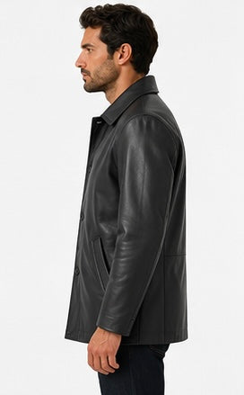 Men’s Classic Black Leather Coat - XS