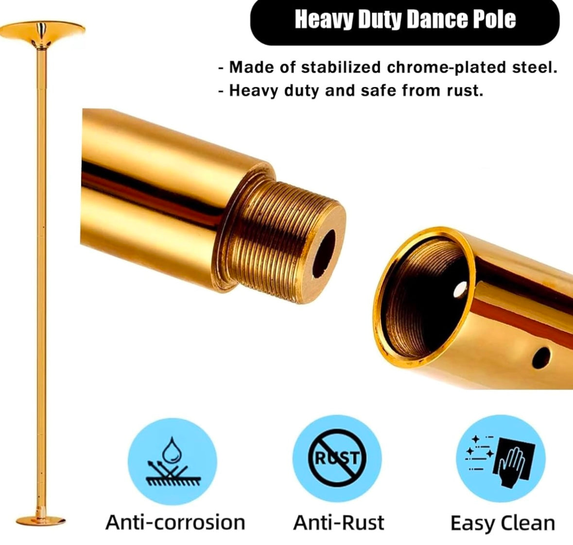 Heavy-Duty Adjustable Dance Pole – Static & Spinning Modes