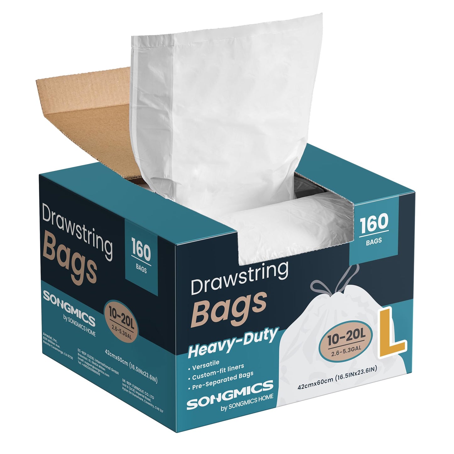 SONGMICS Heavy-Duty Drawstring Trash Bags