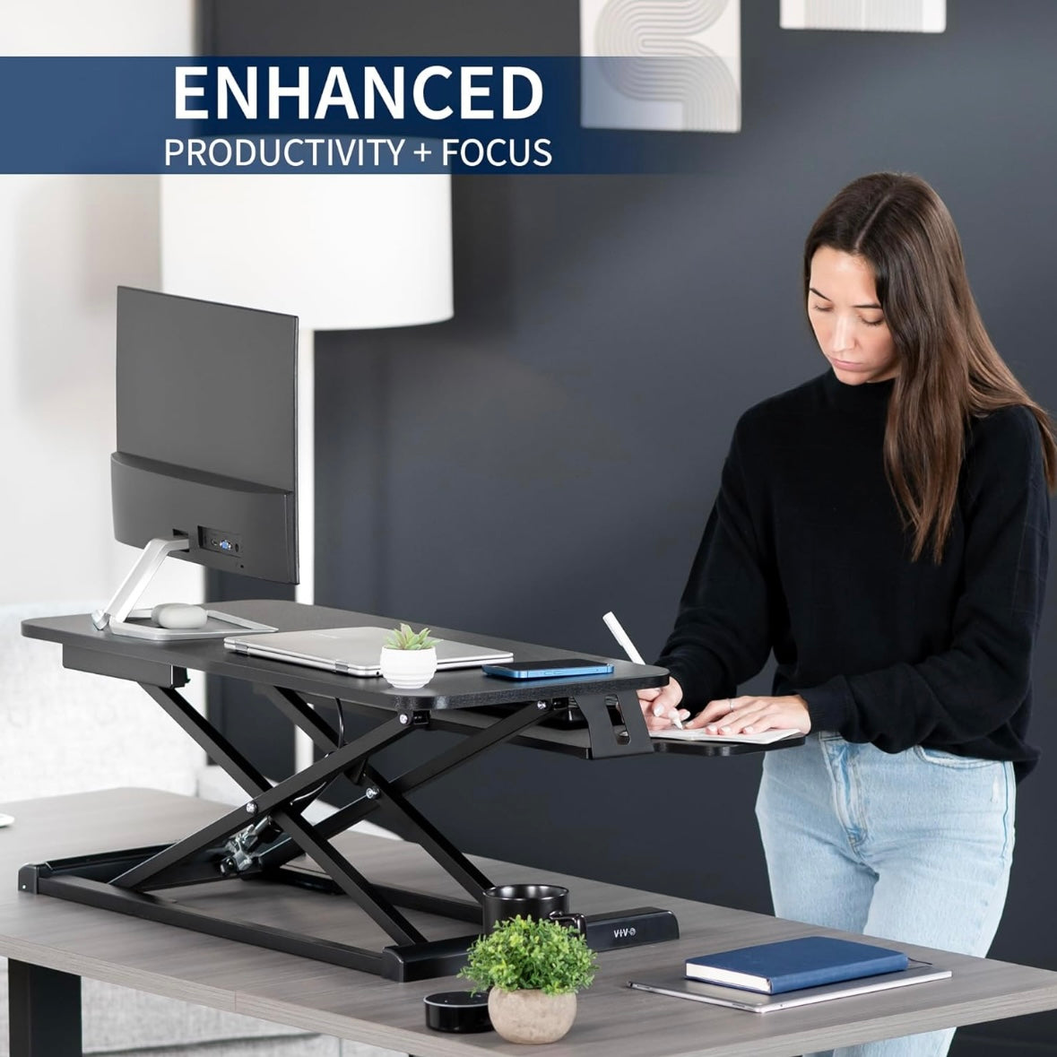 NEW – VIVO 32” Manual Standing Desk Riser – Adjustable Sit-to-Stand Workstation
