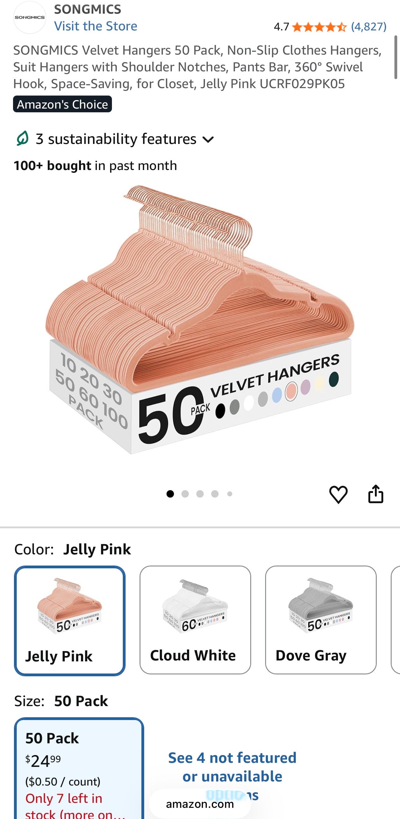 SONGMICS Velvet Slim Hangers – 50 Pack