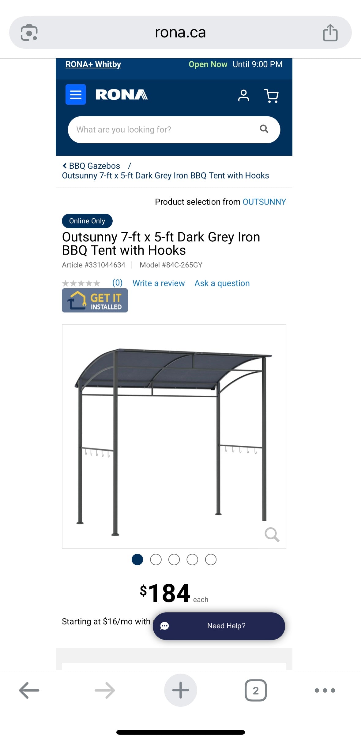 Outsunny Grill Gazebo Shelter – Curved Canopy | Steel Frame | UV & Water-Resistant | Dark Grey