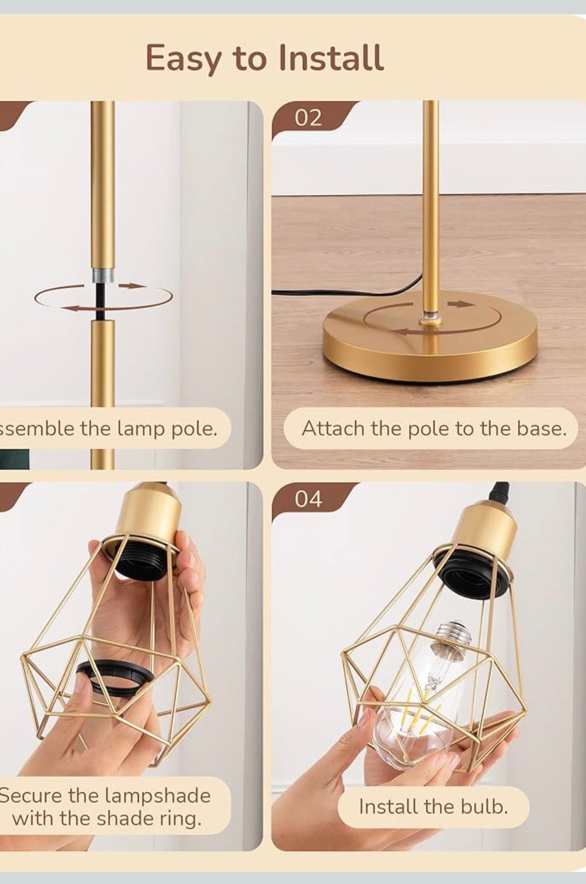 EDISHINE Farmhouse Floor Lamp