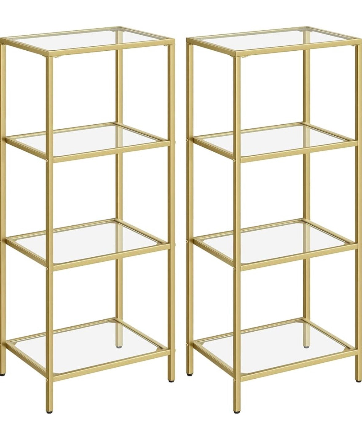 Modern Gold & Glass 4-Tier Display Shelf