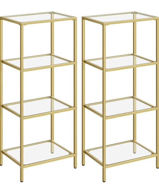 Modern Gold & Glass 4-Tier Display Shelf