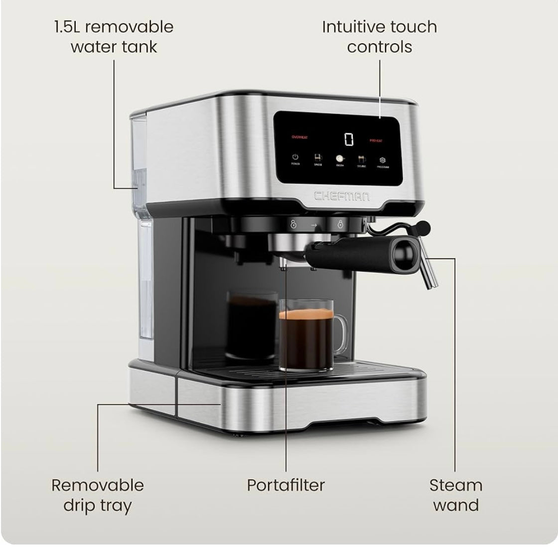 Chefman CraftBrew Digital Espresso Machine