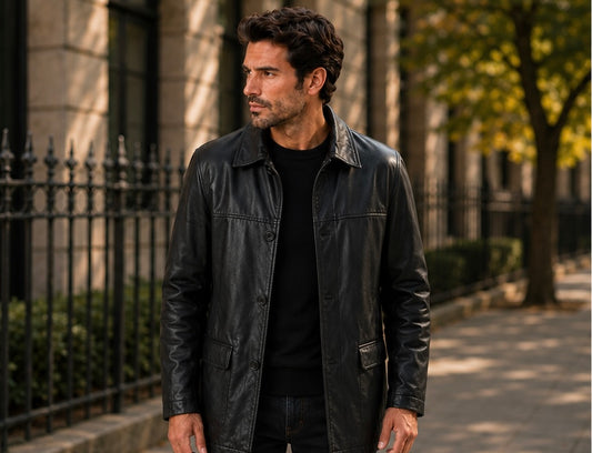Men’s Classic Black Leather Coat