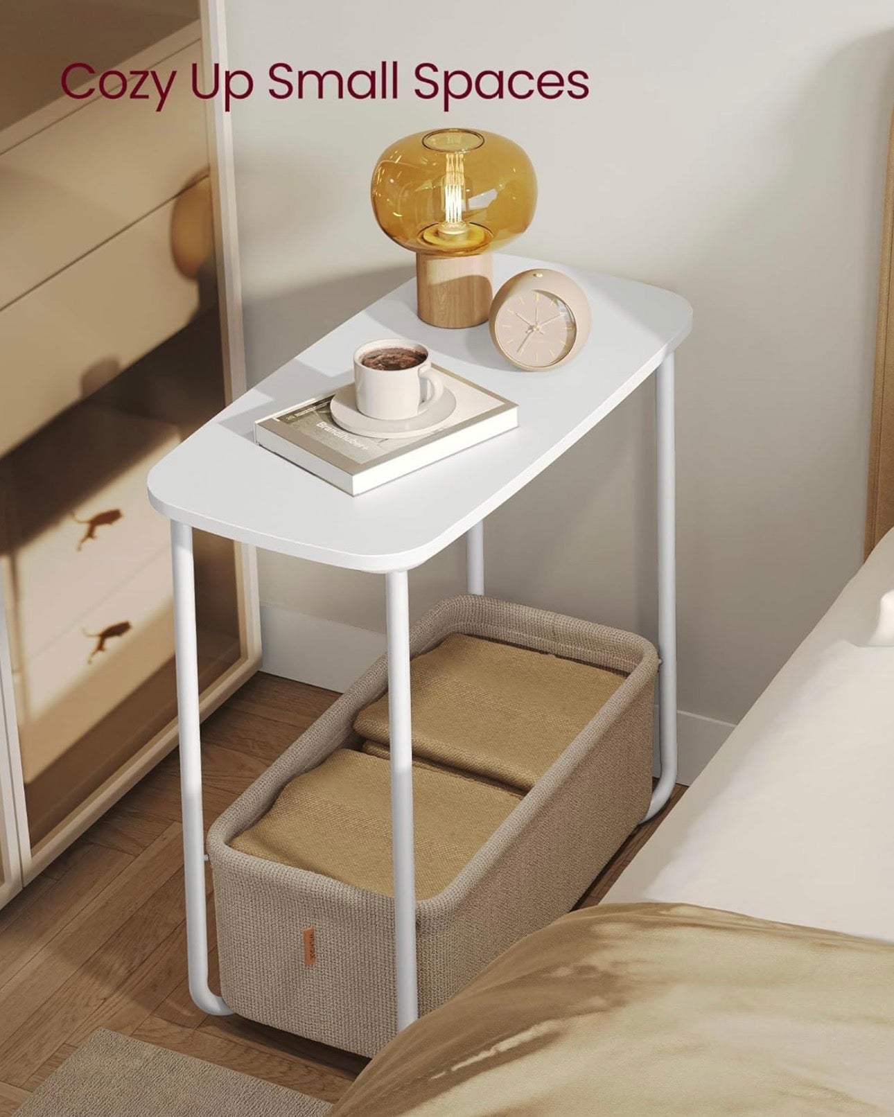 VASAGLE LILEA Side Table with Fabric Storage