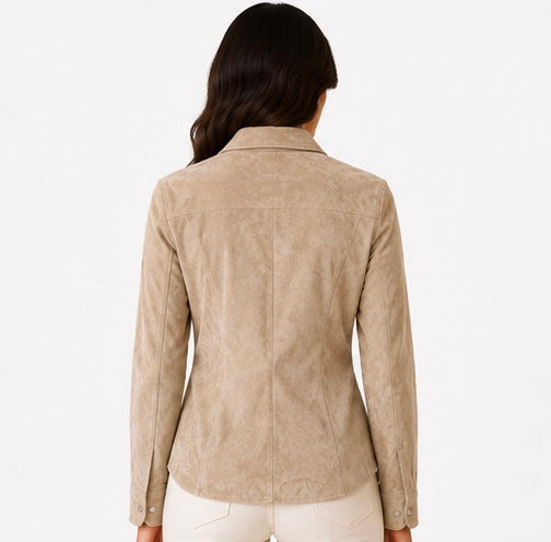 Women’s Genuine Suede Leather Shirt Jacket