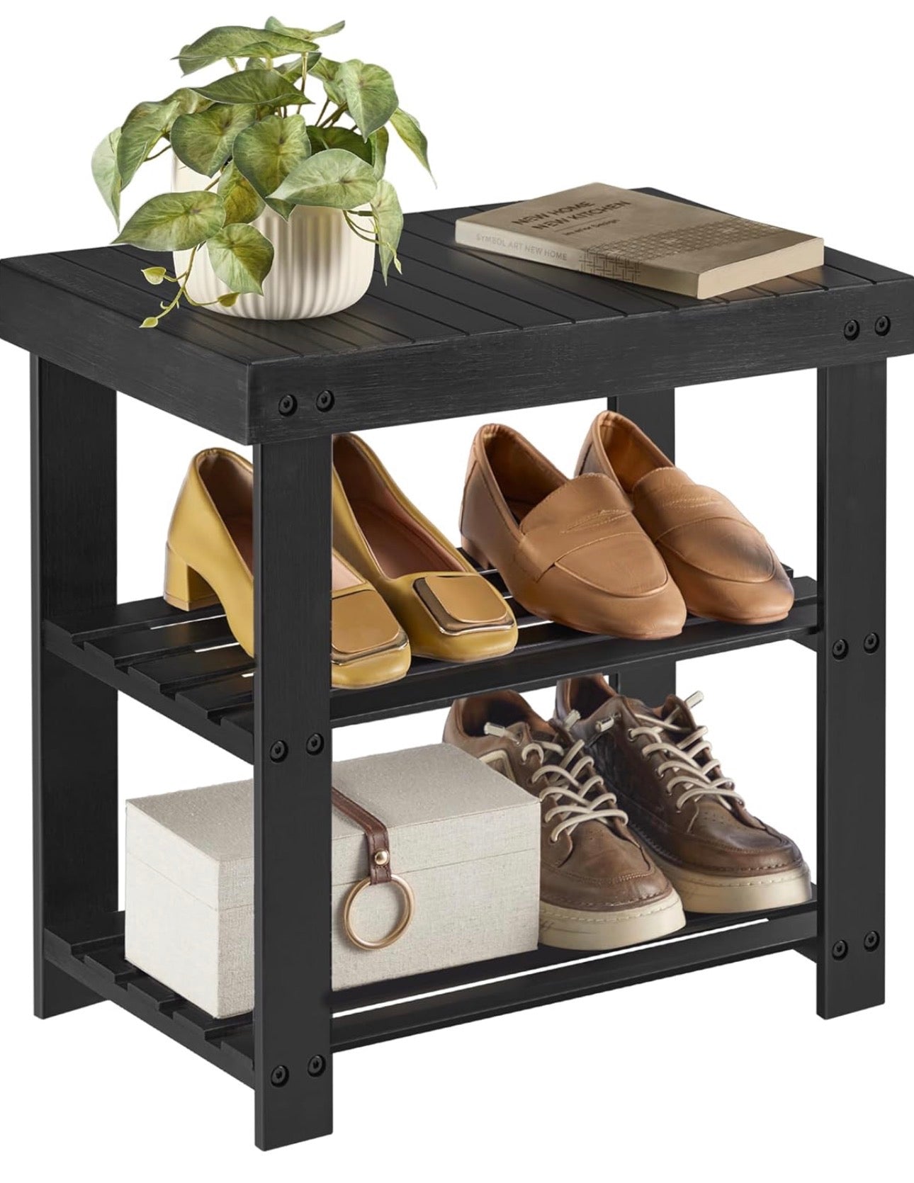SONGMICS Bamboo Shoe Rack Bench