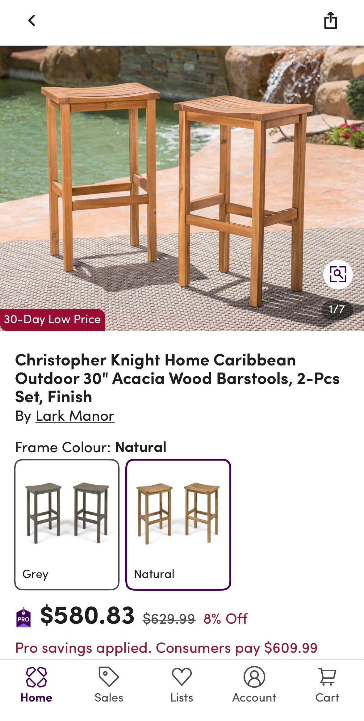 NEW – Set of 2 Acacia Wood Saddle Barstools – 30” Backless Counter Seating