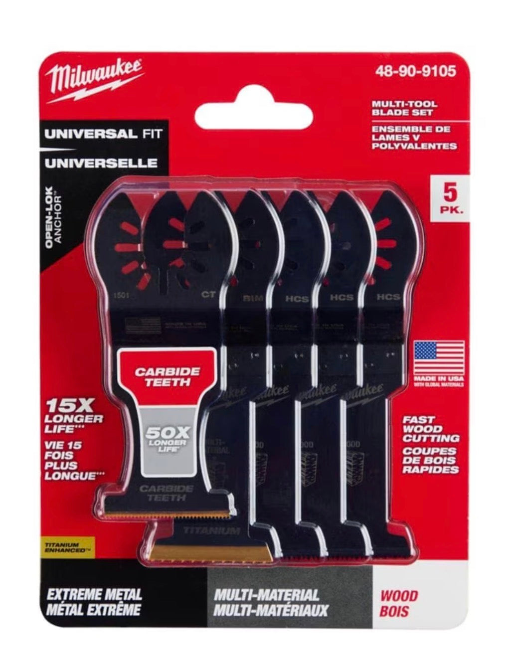 Milwaukee OPEN-LOK™ 5-Piece Oscillating Multi-Tool Blade Set