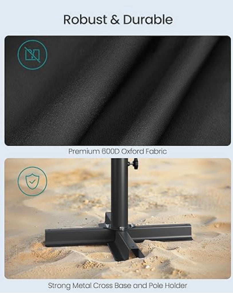 Adjustable Patio Umbrella Stand with Sand-Fill Bag — Fits Multiple Pole Sizes