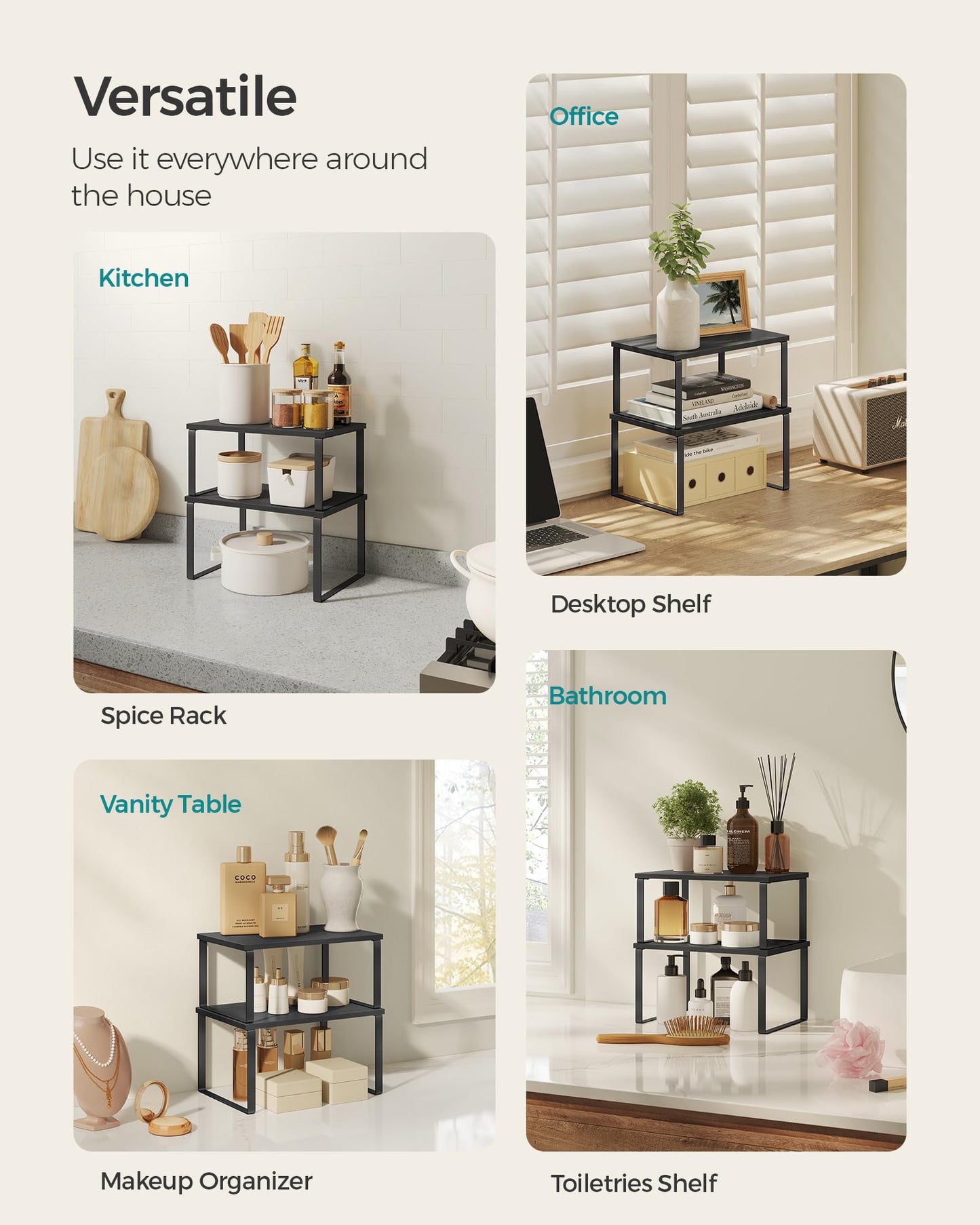 Expandable 4-Tier Kitchen Shelf Organizer
