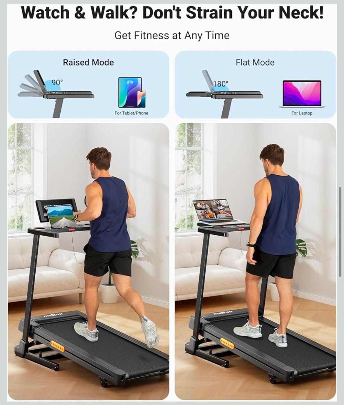 THERUN Auto Incline Folding Treadmill – 3.0 HP Brushless Motor