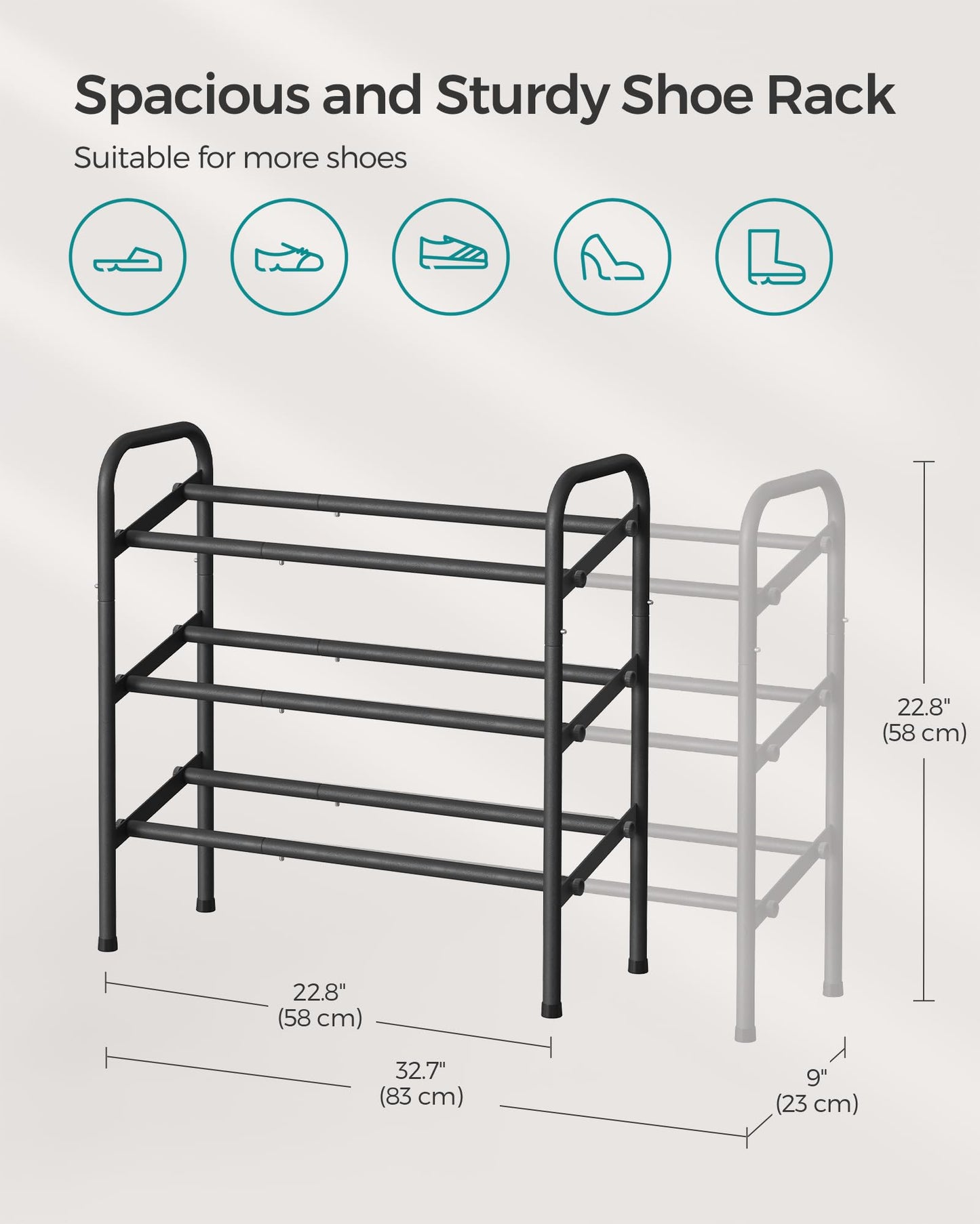 Expandable 3-Tier Shoe Rack
