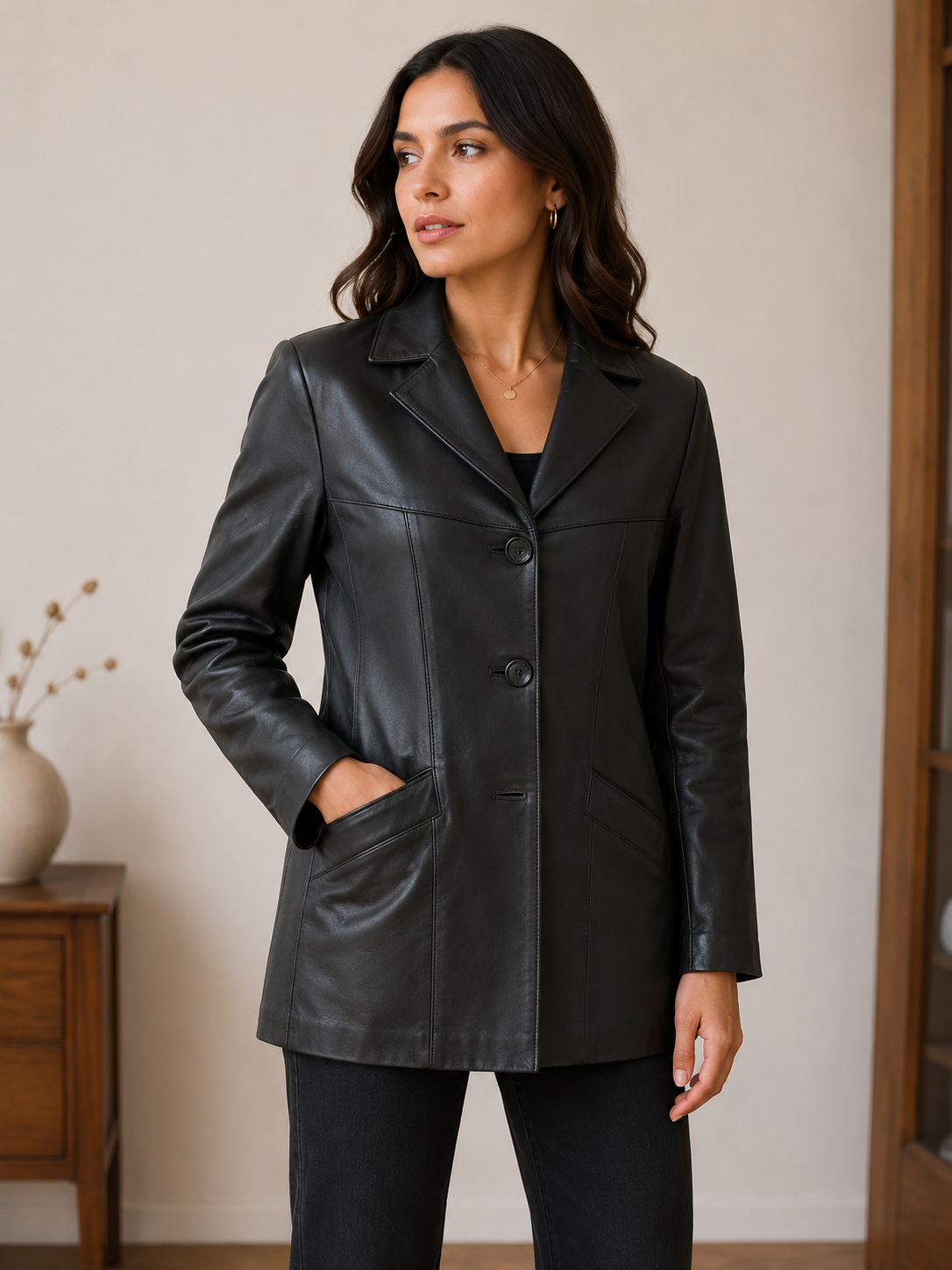 Women’s Tailored Leather Jacket – Size 2XS