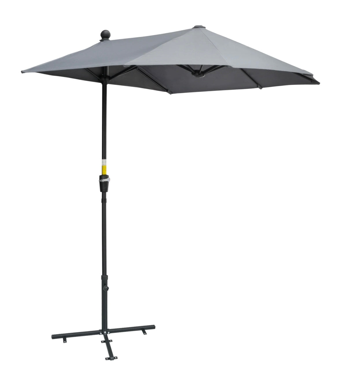 Outsunny Half Patio Umbrella — Wall-Mounted Design with Double-Sided Canopy & Crank Handle (Dark Grey)