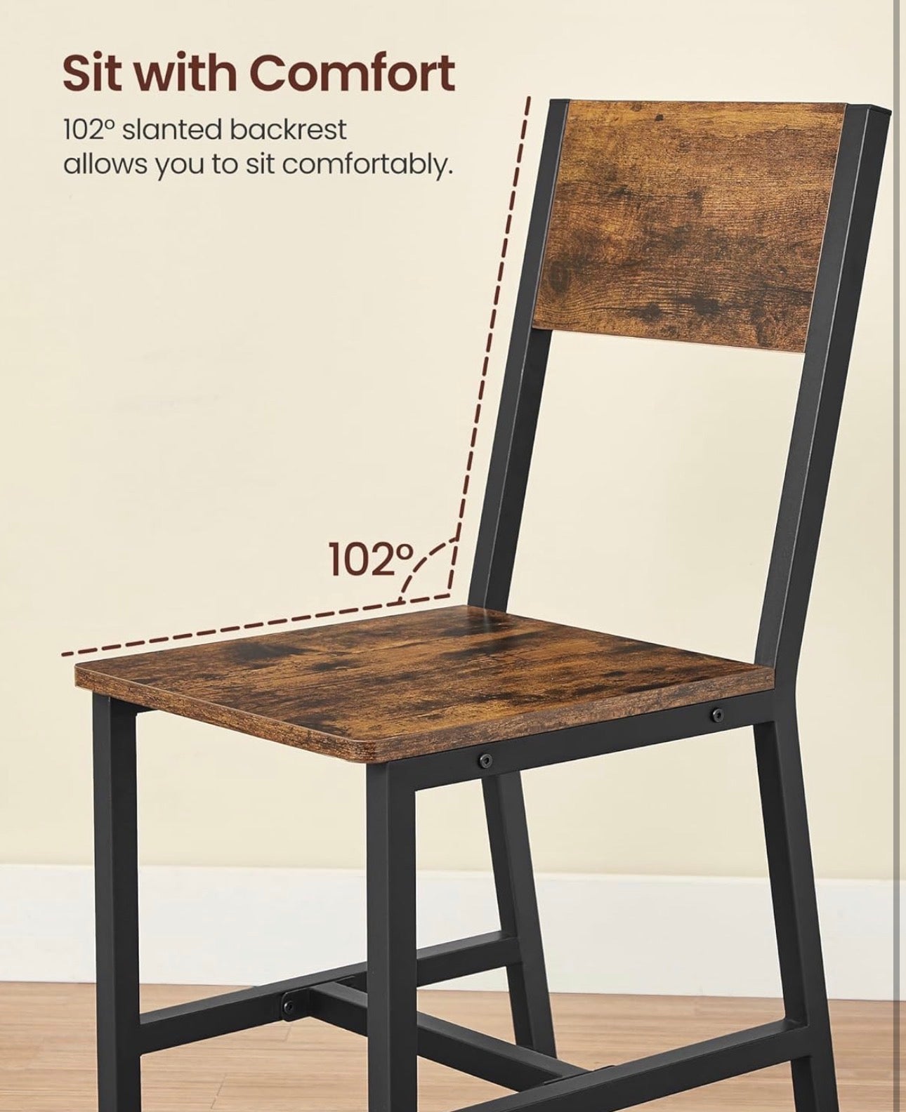 VASAGLE Rustic Industrial Dining Chair Set