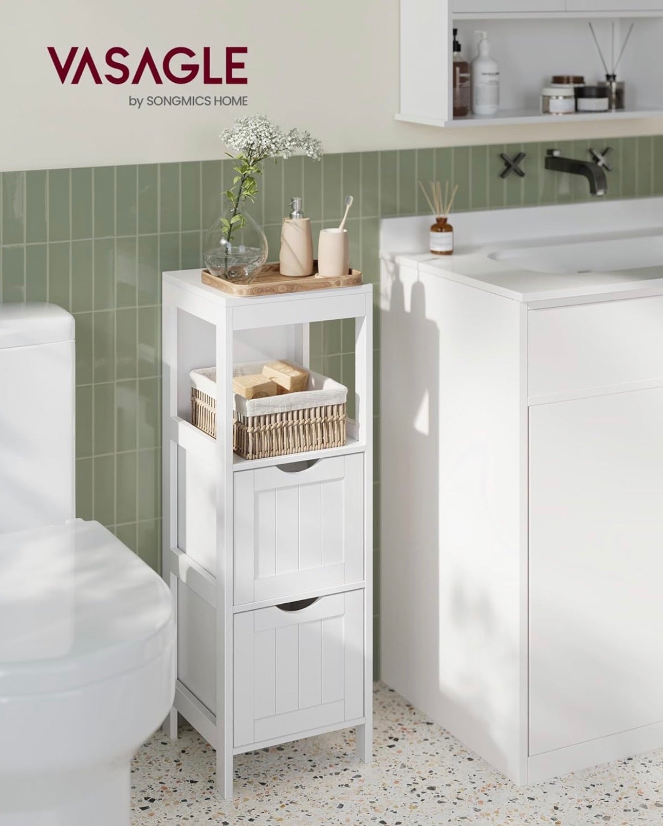 VASAGLE Slim Freestanding Bathroom Storage Cabinet