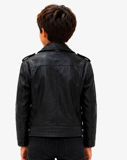 Youth Classic Biker Leather Jacket – Size 6