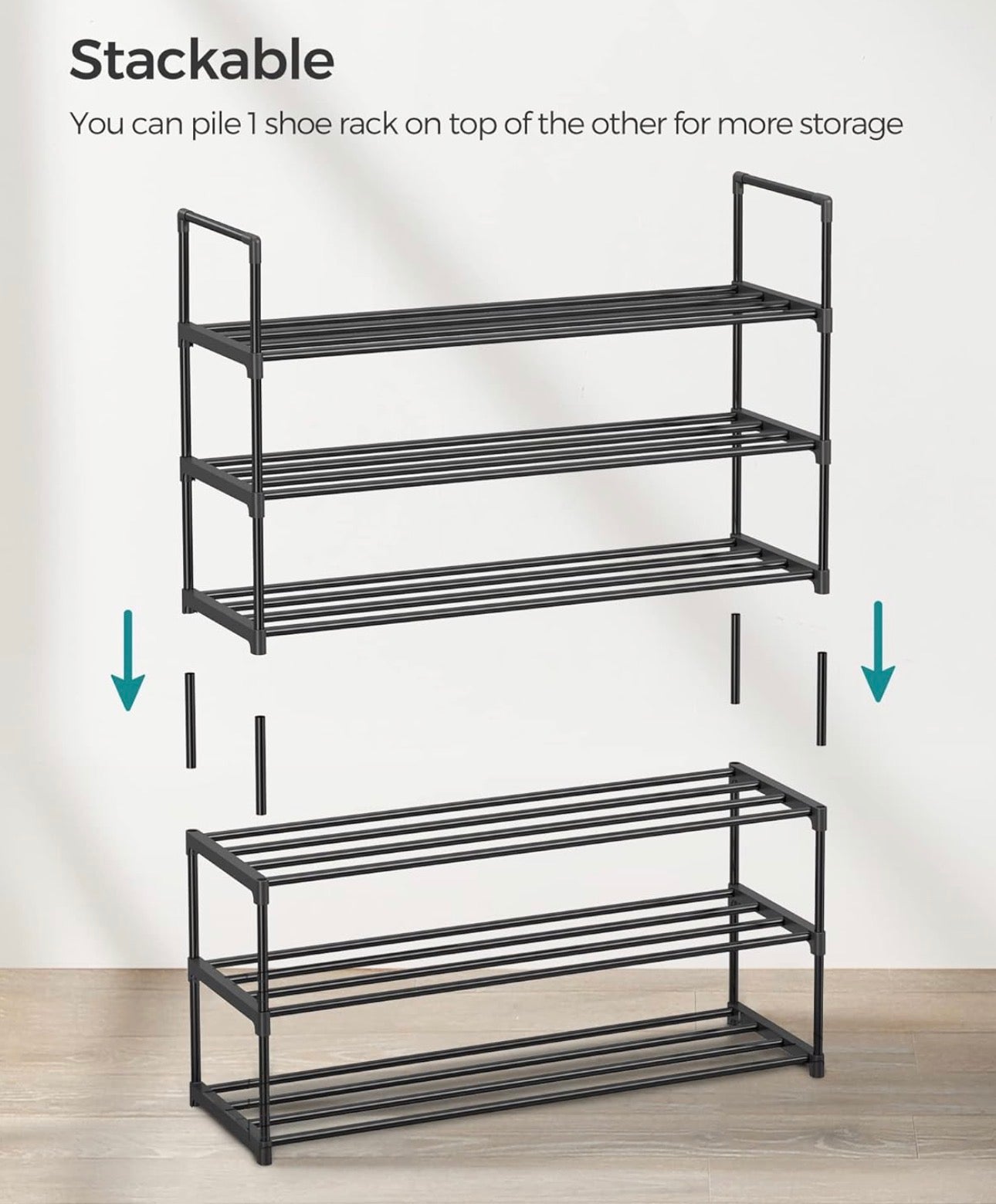 SONGMICS 3-Tier Metal Shoe Rack