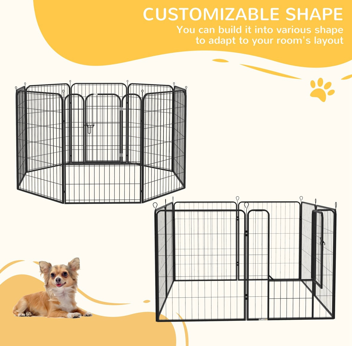 PawHut 8-Panel Heavy-Duty Dog Playpen – 39” Height (Indoor/Outdoor Use)