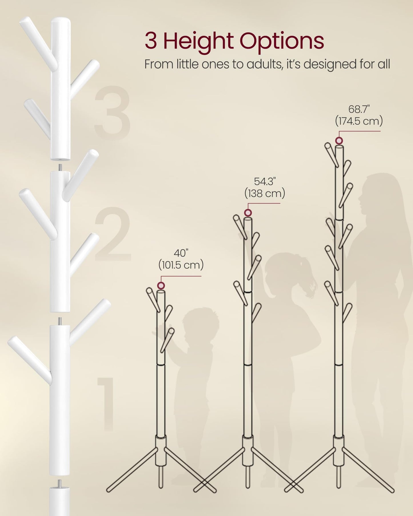 Solid Wood Freestanding Coat Rack