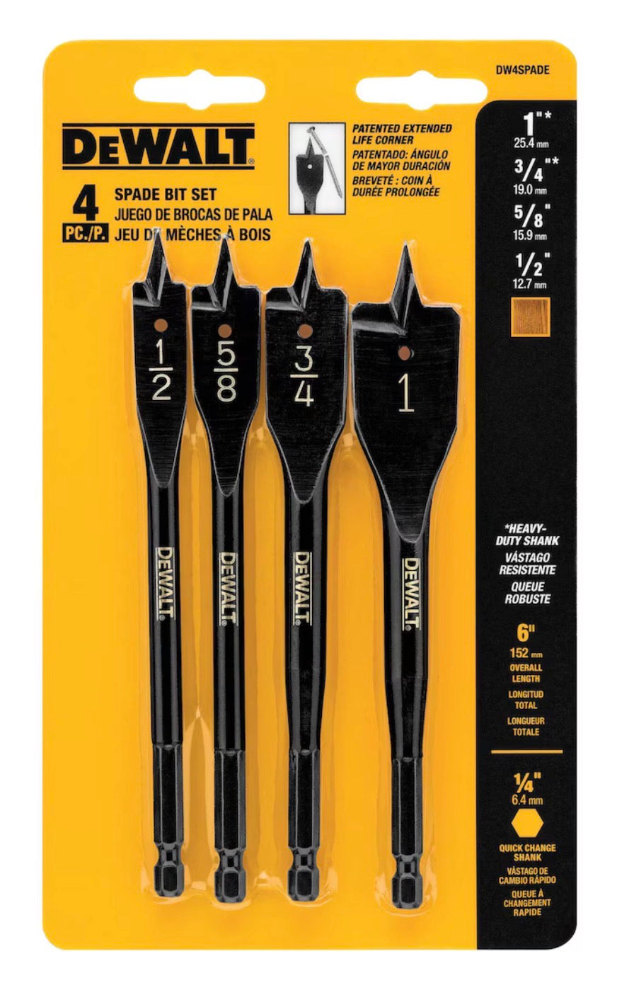 DEWALT Spade Drill Bit Set – 4-Piece