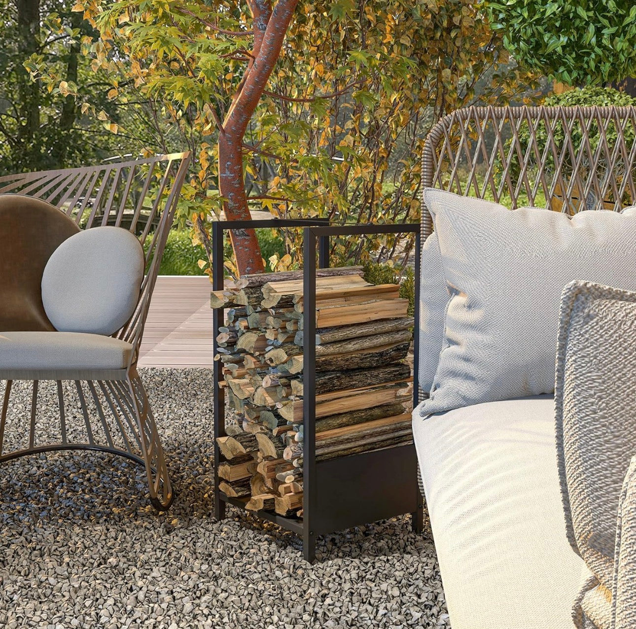 Outsunny Black Steel Firewood Rack